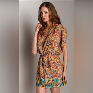 Tolani Anna Tunic Dress in Orange Paisley, size Medium